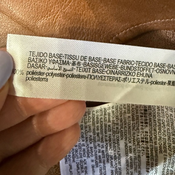 Zara Brown Faux Leather Oversized Button V-Neck Vest Like Mini Dress Sz XL - Picture 5 of 6